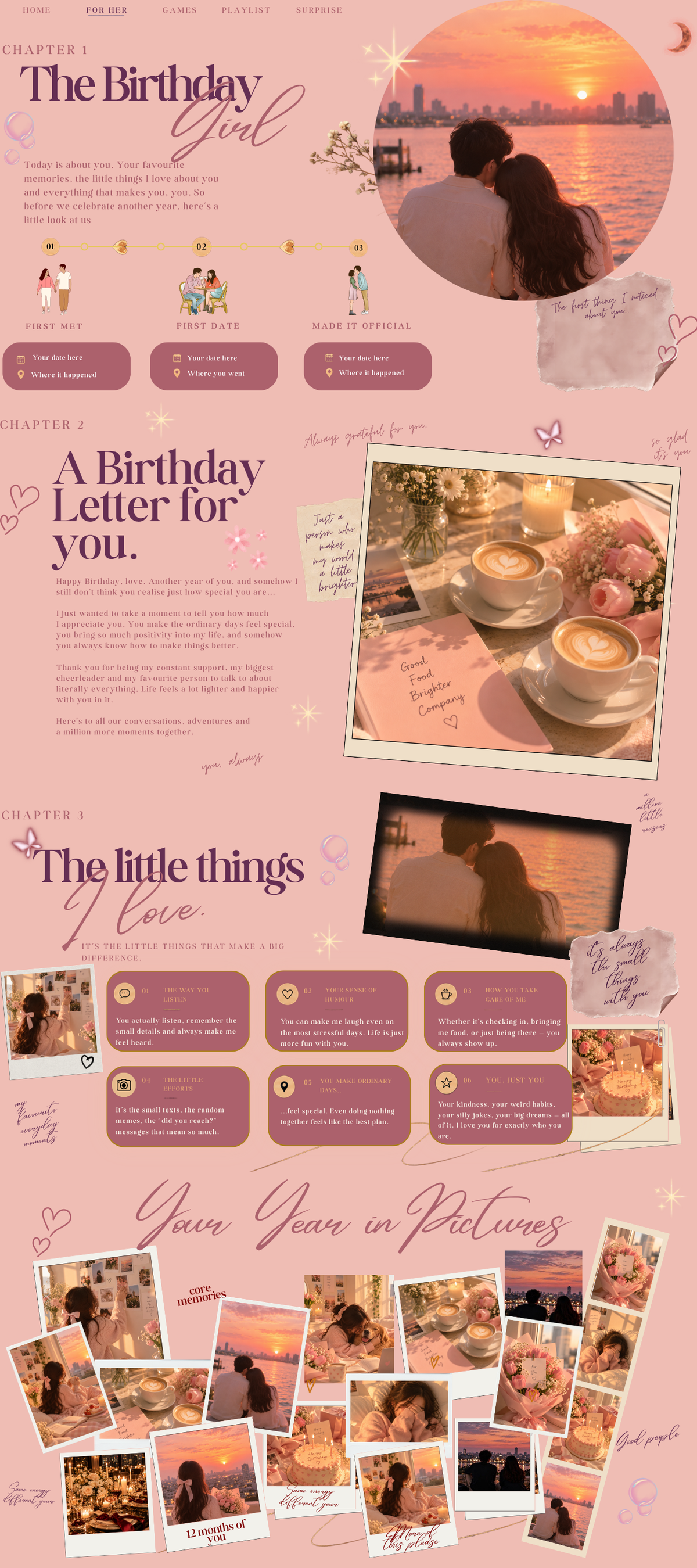Girlfriend’s Birthday Interactive Website | Editable Canva Template