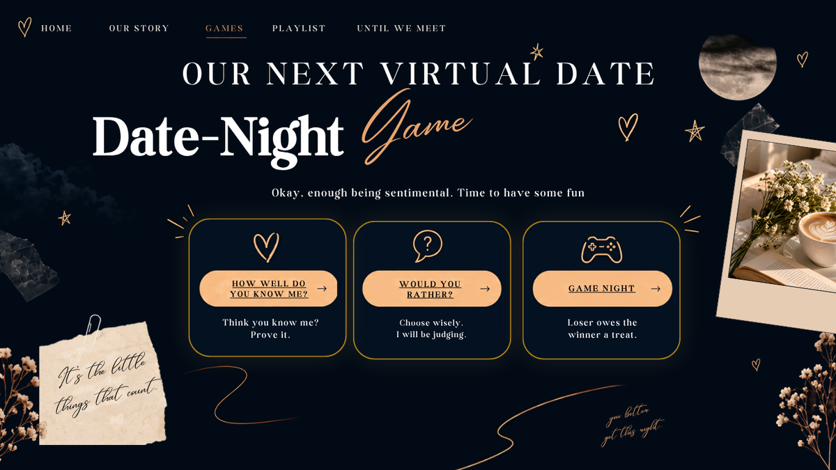 Long Distance Relationship Interactive Website | Editable Canva Template