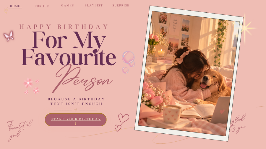 Girlfriend’s Birthday Interactive Website | Editable Canva Template