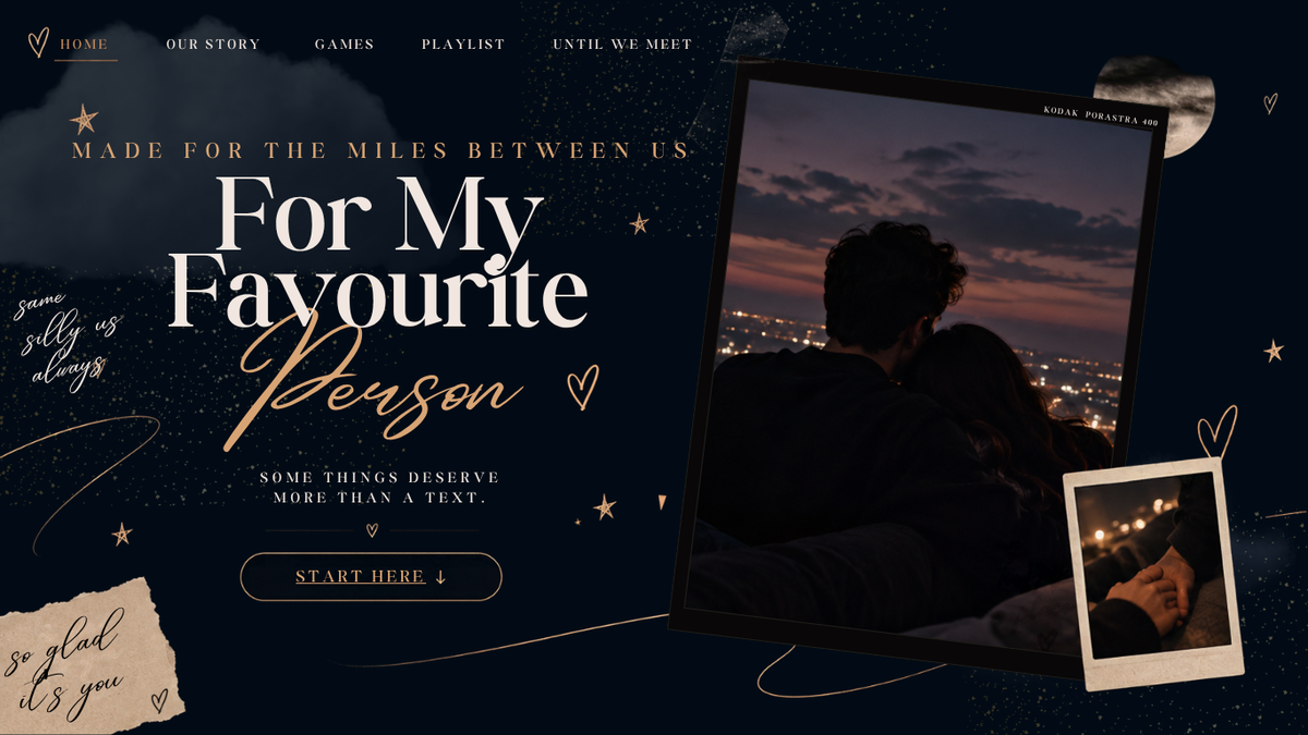 Long Distance Relationship Interactive Website | Editable Canva Template