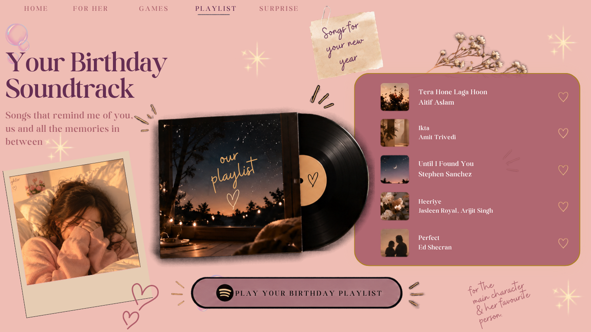 Girlfriend’s Birthday Interactive Website | Editable Canva Template