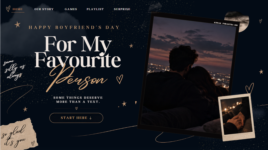Boyfriend’s Day Interactive Website | Editable Canva Template