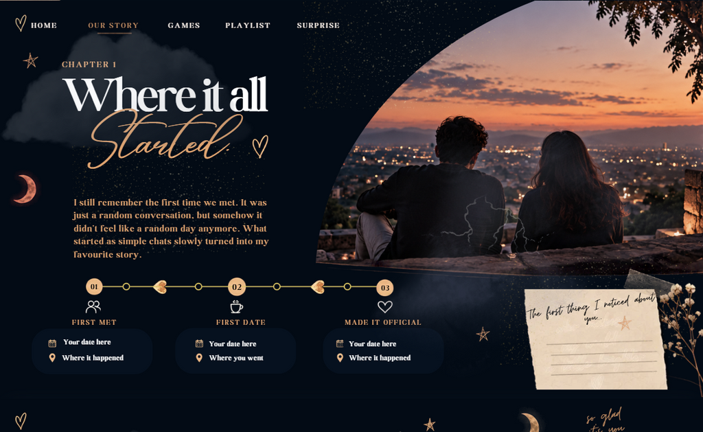 Boyfriend’s Day Interactive Website | Editable Canva Template