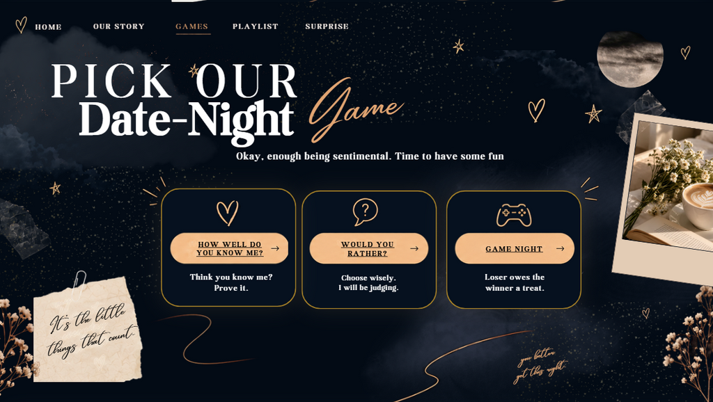 Boyfriend’s Day Interactive Website | Editable Canva Template