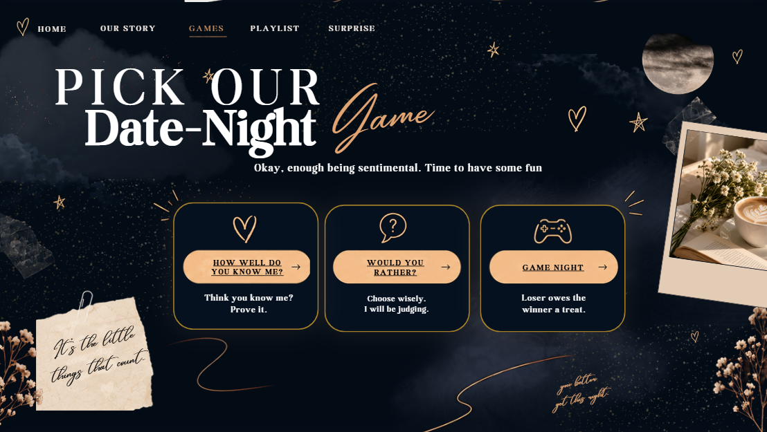 Boyfriend’s Day Interactive Website | Editable Canva Template