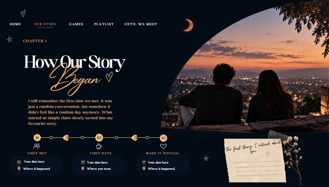 Long Distance Relationship Interactive Website | Editable Canva Template